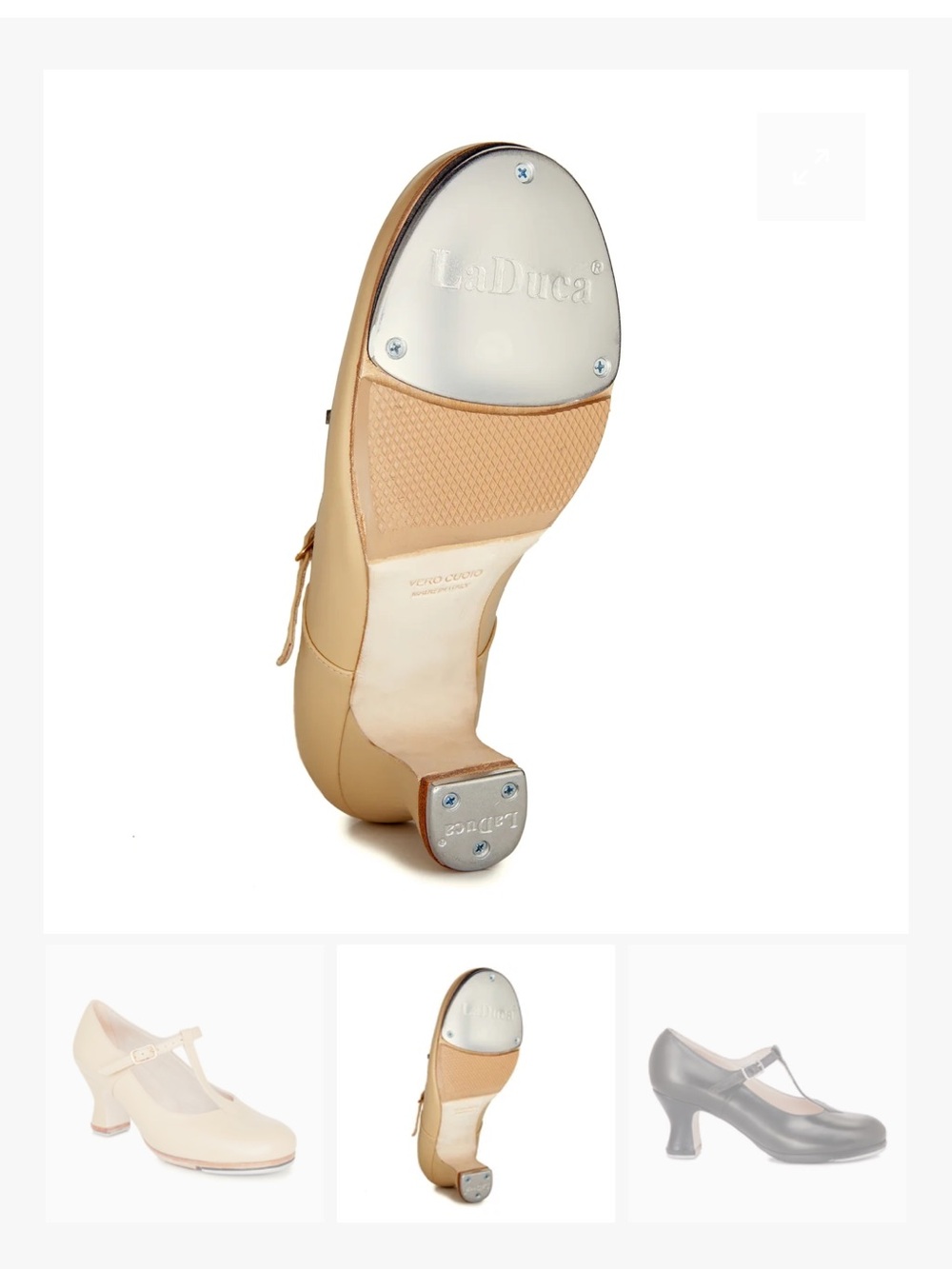 Women's Cream T-Strap Mid Heel Dress Shoe - Picture 2 of 7